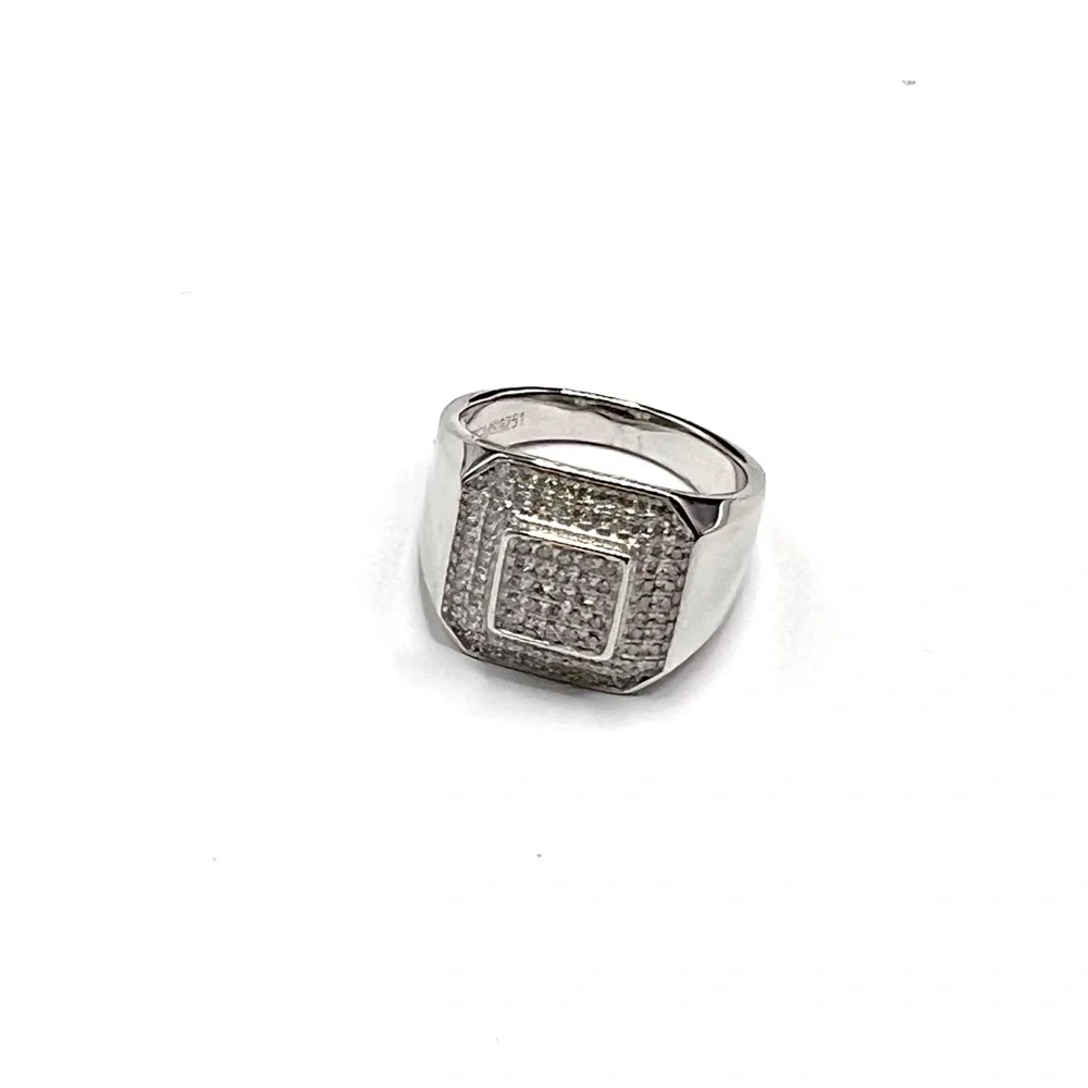 925 Sterling Silver Pavé Square Men’s Ring 1.50CT MOISSANITE Size 9